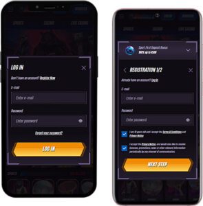 Connexion et inscription à l'application mobile Winrolla