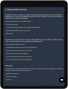 YoyoSpins Mobile App Responsible Gaming