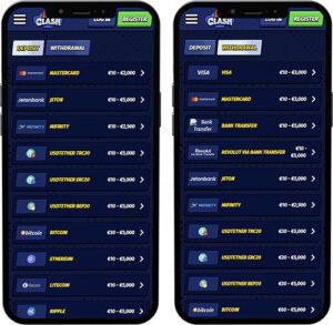 Métodos de pago de la aplicación móvil BigClash