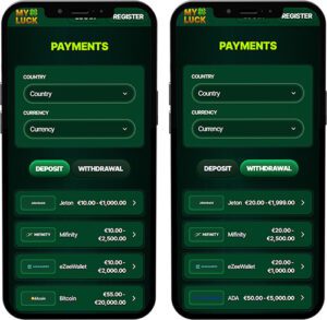 MyLuck Mobile App Payment Methods