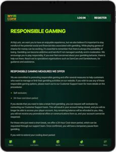 MyLuck Mobile App Responsible Gaming