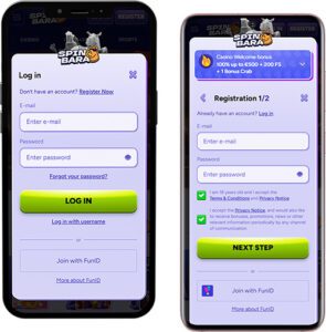 Spinbara Mobile App Login and Registration