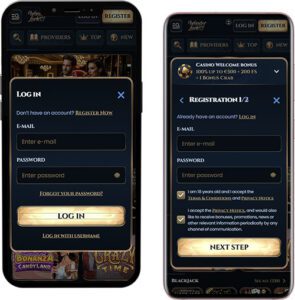 Anmeldung und Registrierung für die WonderLuck Mobile App