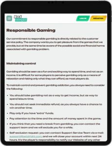 Betalright Mobile App Responsible Gaming