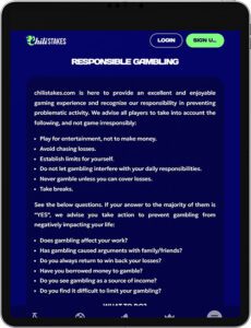 ChiliStakes Mobile App Responsible Gaming