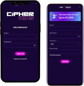 Cipherwins Mobile App Login and Registration