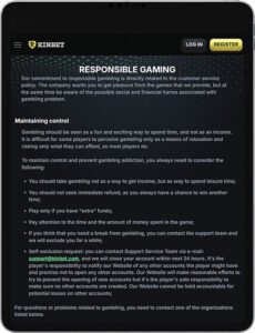 KinBet Mobile App Responsible Gaming