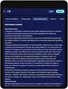 OrionsBet Mobile App Responsible Gaming