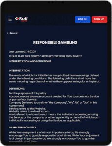 Rollcasino Mobile App Responsible Gaming