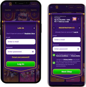 RoyalGame Mobile App Login and Registration