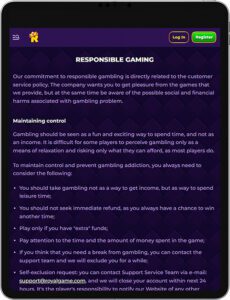 RoyalGame Mobile App Responsible Gaming