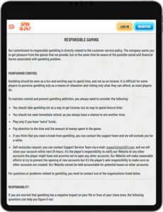 Spin247 Mobile App Responsible Gaming