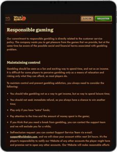 Gioco responsabile sull’app mobile di WildRobin
