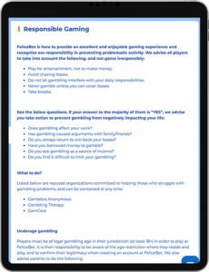 FeliceBet Mobile App Responsible Gaming