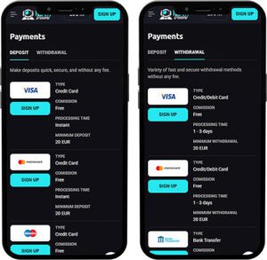 Méthodes de paiement de l’application mobile Nova Dreams Casino