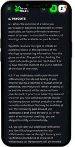 SpinMills Mobile App Payment Methods