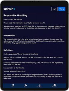 Spinsino Mobile App Responsible Gaming