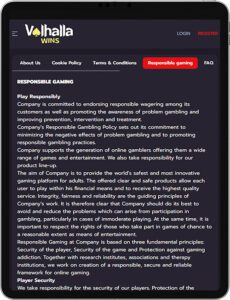 Valhalla Wins Mobile App Responsible Gaming