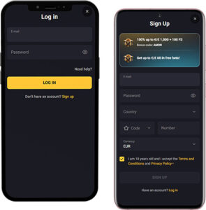 AmonBet Mobile App Login and Registration