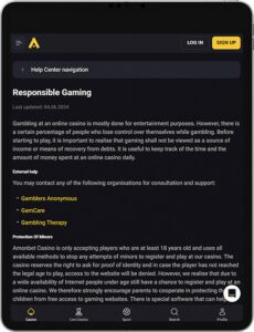 AmonBet Mobile App Responsible Gaming