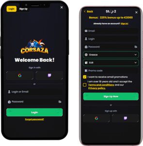 Corsaza Mobile App Login and Registration