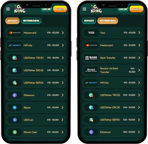 GoKong Mobile App Payment Methods