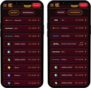 GrandClub Mobile App Payment Methods
