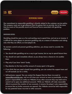 GrandClub Mobile App Responsible Gaming