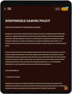 PlayJonny Mobile App Responsible Gaming