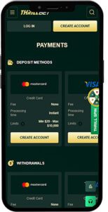 ThrillBet Mobile App Payment Methods
