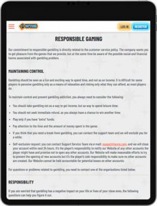Wyns Mobile App Responsible Gaming