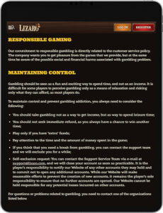 Lizaro mobilalkalmazás felelős játék