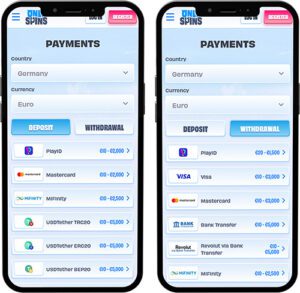 OnlySpins Mobile App Payment Methods