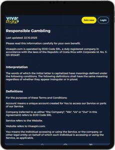 VivaSpin Mobile App Responsible Gaming