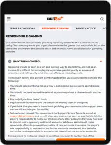 BetRiot Mobile App Responsible Gaming