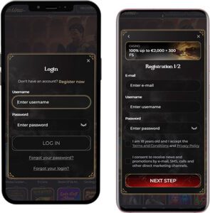 Casina Mobile App Login and Registration