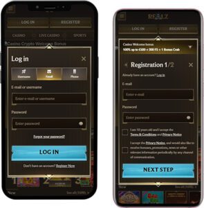 Realz Mobile App Login and Registration