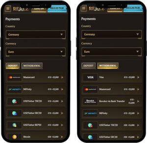 Realz Mobile App Payment Methods
