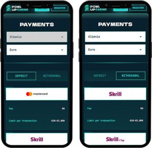 RowerUp Casino Mobile App Zahlungsmethoden