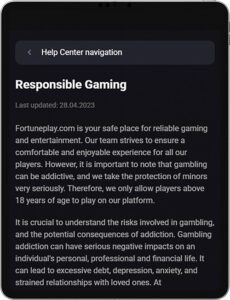 Fortune Play Casino Mobile App Responsible Gaming