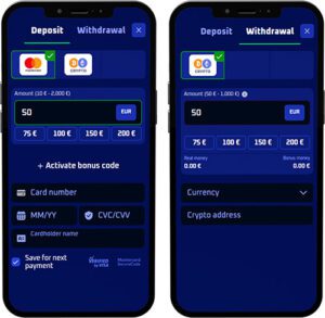 Spinwinera Mobile App Payment Methods