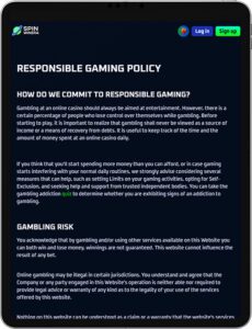 Spinwinera Mobile App Responsible Gaming