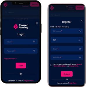 Vawzen Mobile App Login and Registration