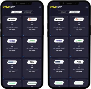 Powbet Mobile App Payment Methods