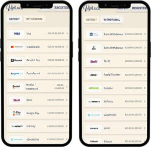 Metody płatności w aplikacji mobilnej VipLuck