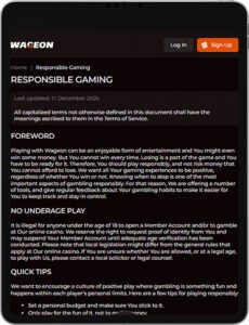 Wageon Mobile App Responsible Gaming