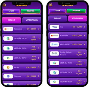 Midarion Mobile App Payment Methods