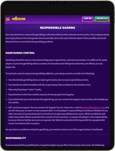 Midarion Mobile App Responsible Gaming
