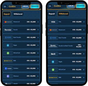 Casea Mobile App Payment Methods