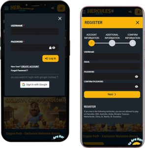 Hercules Mobile App Login and Registration